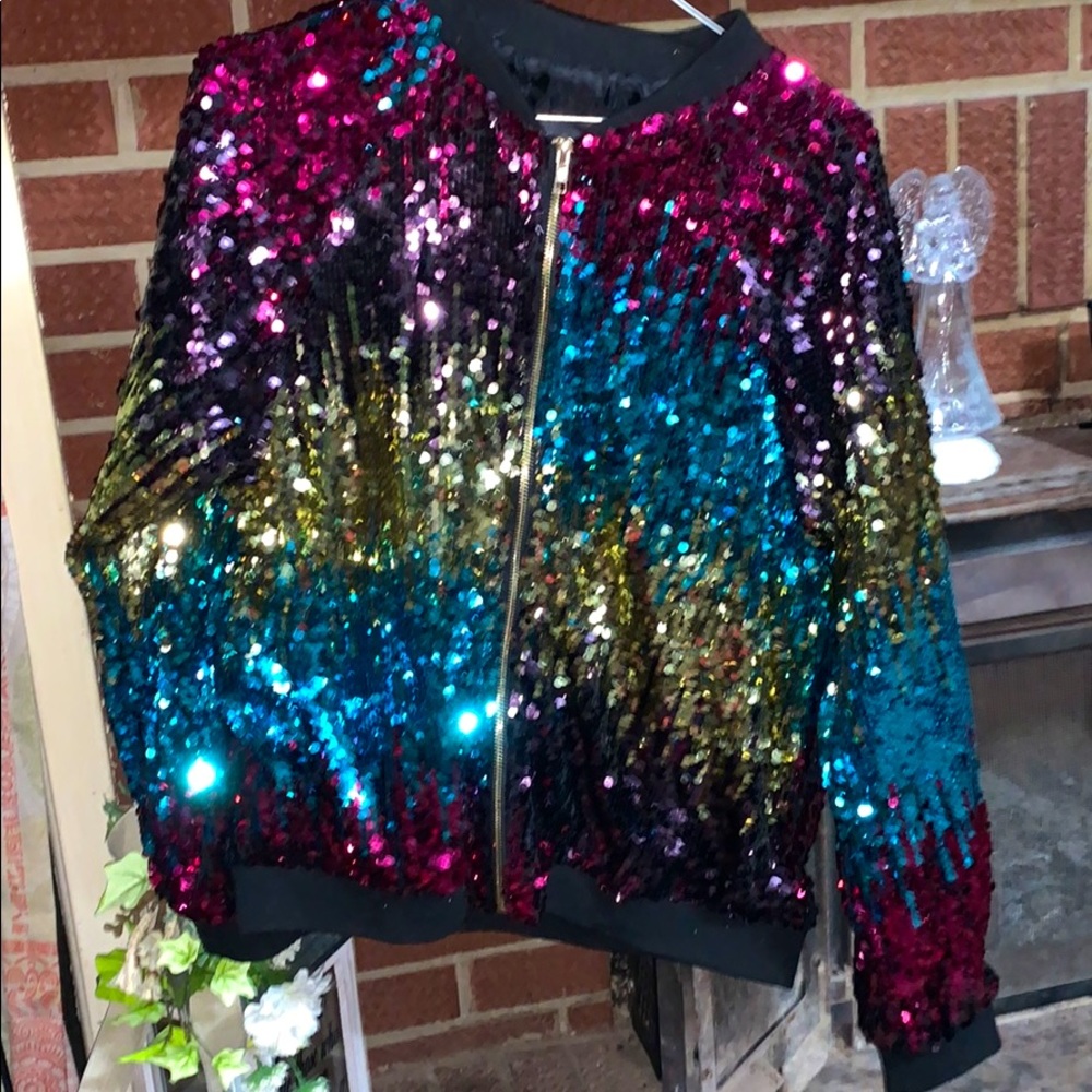Rainbow sequin windbreaker